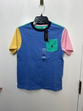 NEW Polo Ralph Lauren Big Boys Color-Blocked Cotton Pocket T-shirt Size 10-12